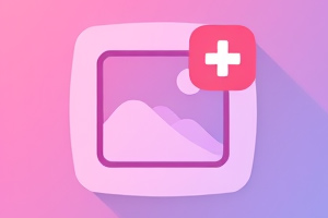 Icon depicting an image upload process for compressing PNG, JPG, AVIF, or WebP files